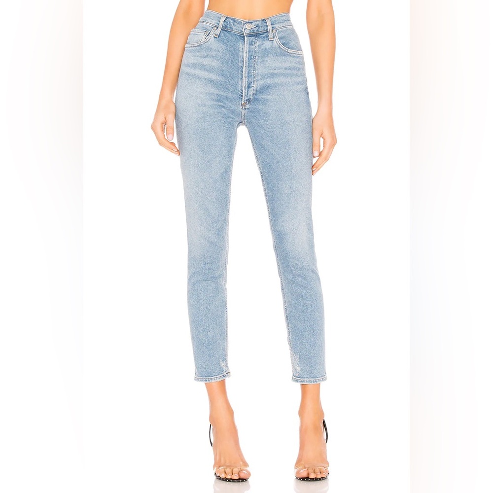Agolde Nico High Rise Straight Jeans Distressed Organic Cotton Size 27